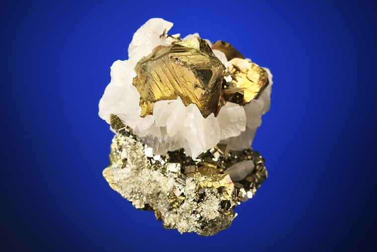 CHALCOPYRITE with CALCITE on PYRITE